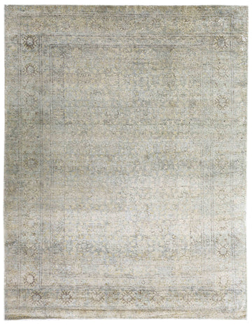 Transitional Silk Grey Hand knotted Rug