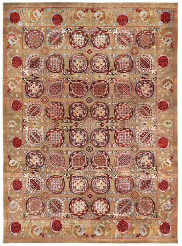 Transitional Silk and Wool Red Hand knotted Rug