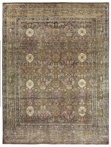 Transitional Silk & Wool Brown Handknotted Rug
