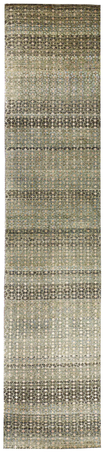 Transitional Silk & Wool Beige Handknotted Rug