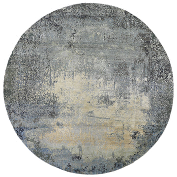 Modern Wool & Silk Grey Handknotted Rug