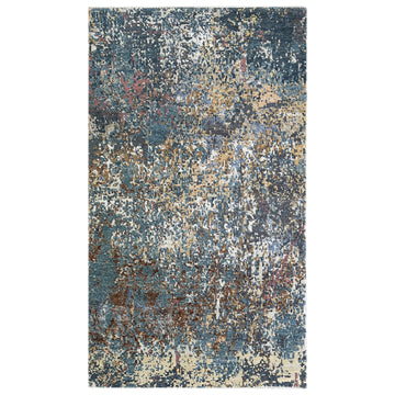 Modern Wool & Silk Grey Handknotted Rug