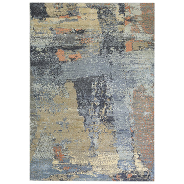 Modern Wool & Silk Grey Handknotted Rug