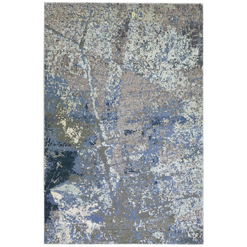 Modern Wool & Silk Grey Handknotted Rug