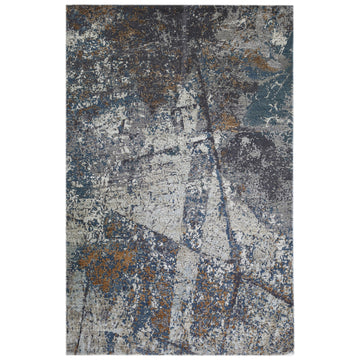 Modern Wool & Silk Grey Handknotted Rug