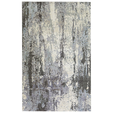 Modern Wool & Silk Grey Handknotted Rug