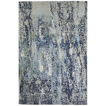 Modern Wool & Silk Grey Handknotted Rug