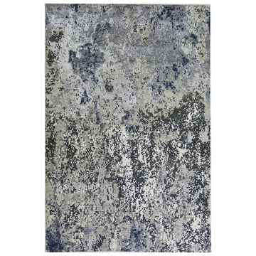 Modern Wool & Silk GreyHandknotted Rug