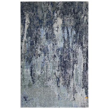 Modern Wool & Silk Grey Handknotted Rug