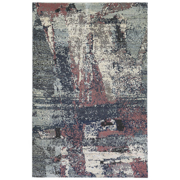 Modern Wool & Silk Grey Handknotted Rug