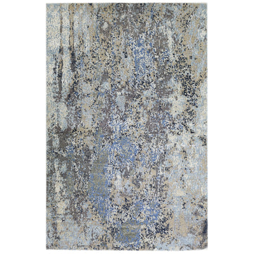 Modern Wool & Silk Grey Handknotted Rug