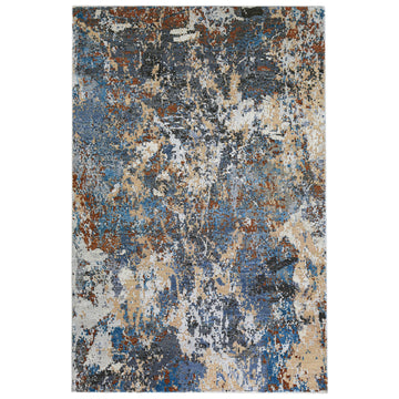Modern Wool & Silk Grey Handknotted Rug