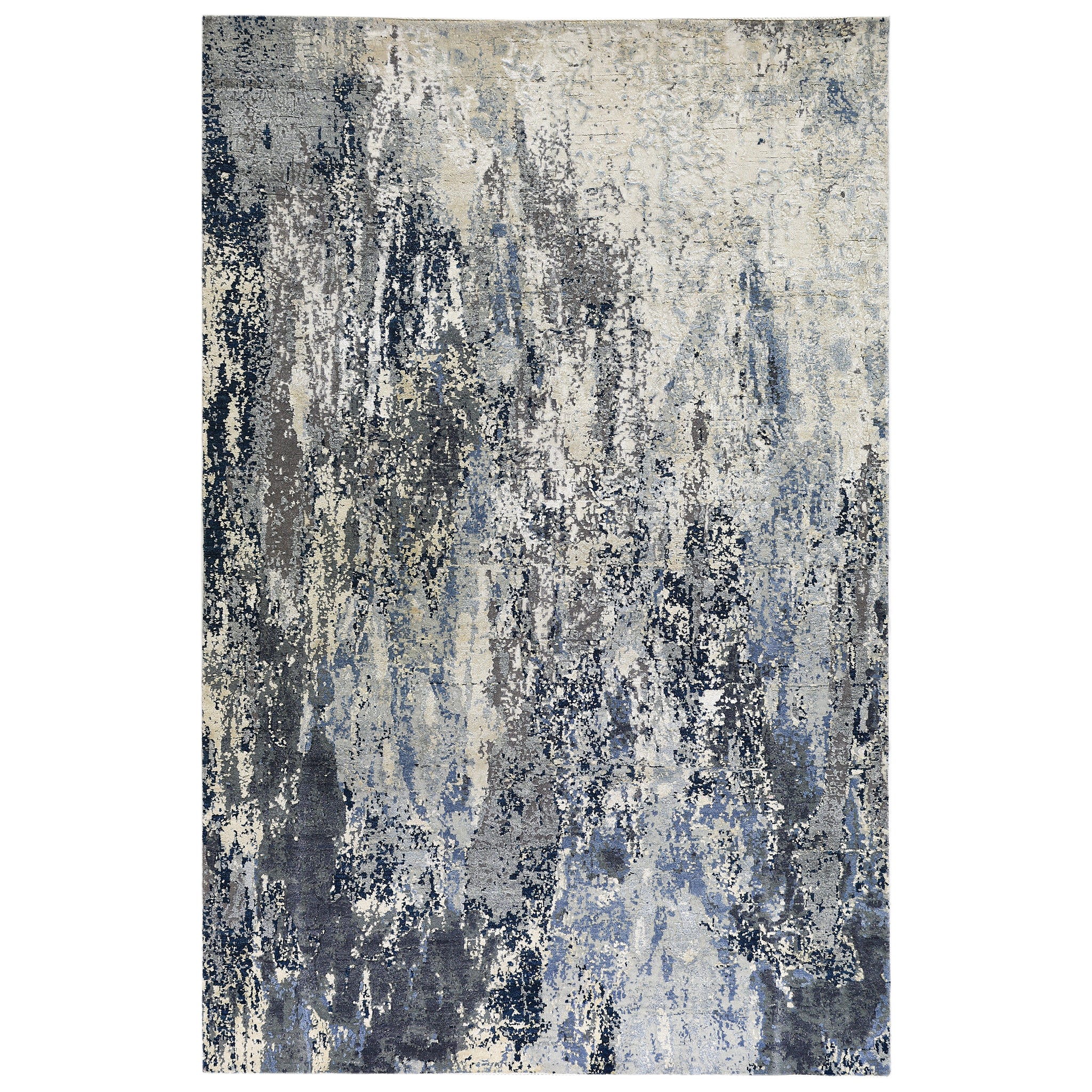 Modern Wool & Silk Grey Handknotted Rug