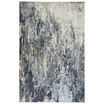 Modern Wool & Silk Grey Handknotted Rug