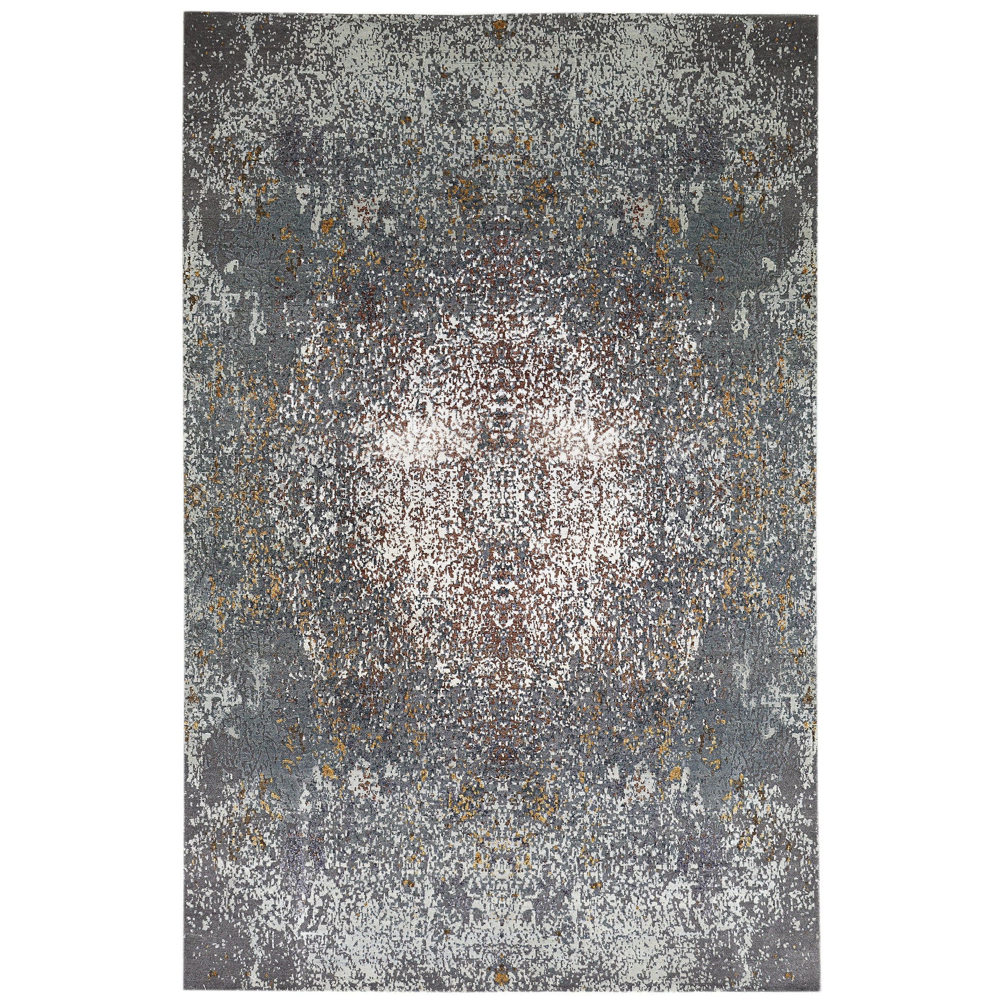 Modern Wool & Silk Grey Handknotted Rug