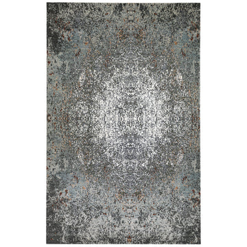Modern Wool & Silk Grey Handknotted Rug