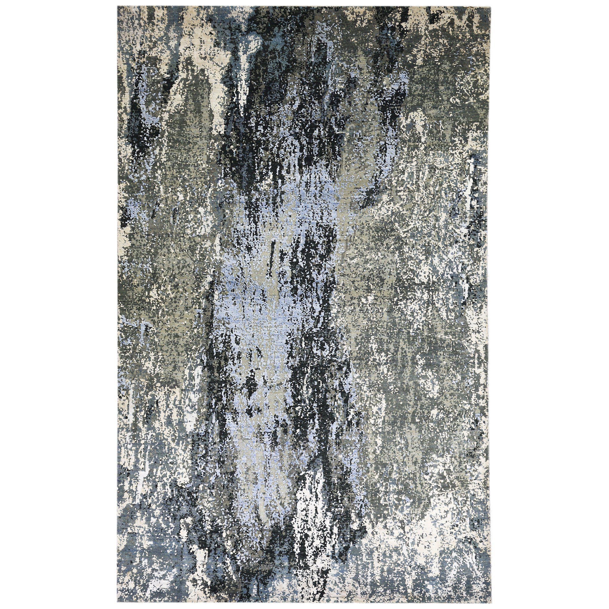 Modern Wool & Silk Grey Handknotted Rug