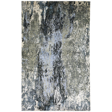 Modern Wool & Silk Grey Handknotted Rug