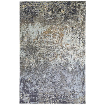 Modern Wool & Silk Grey Handknotted Rug