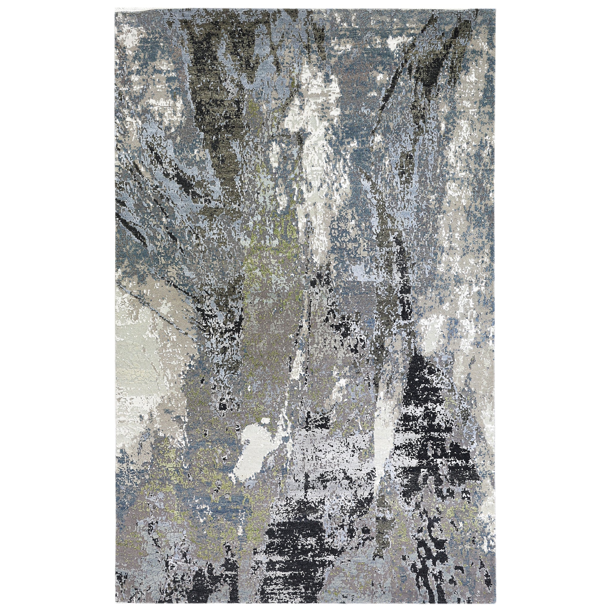 Modern Wool & Silk Grey Handknotted Rug