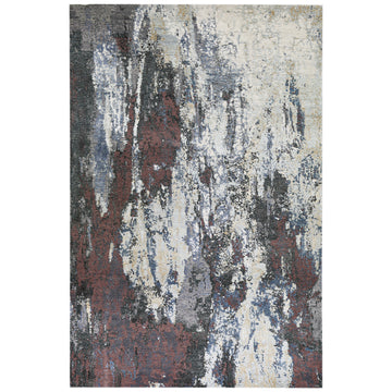 Modern Wool & Silk Grey Handknotted Rug
