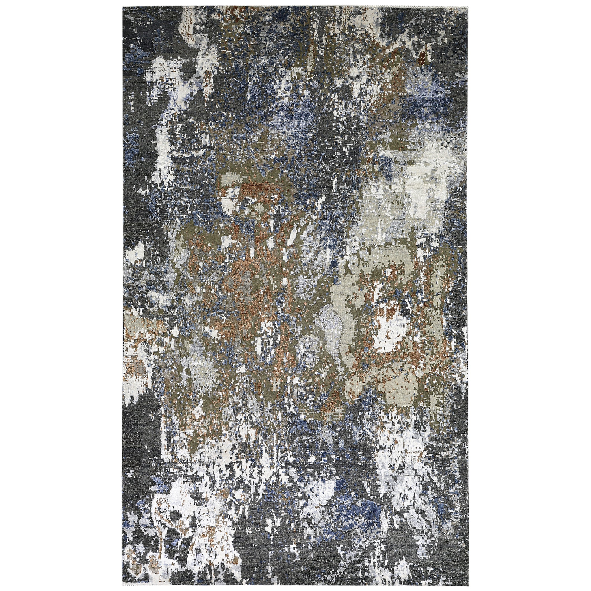 Modern Wool & Silk Grey Handknotted Rug