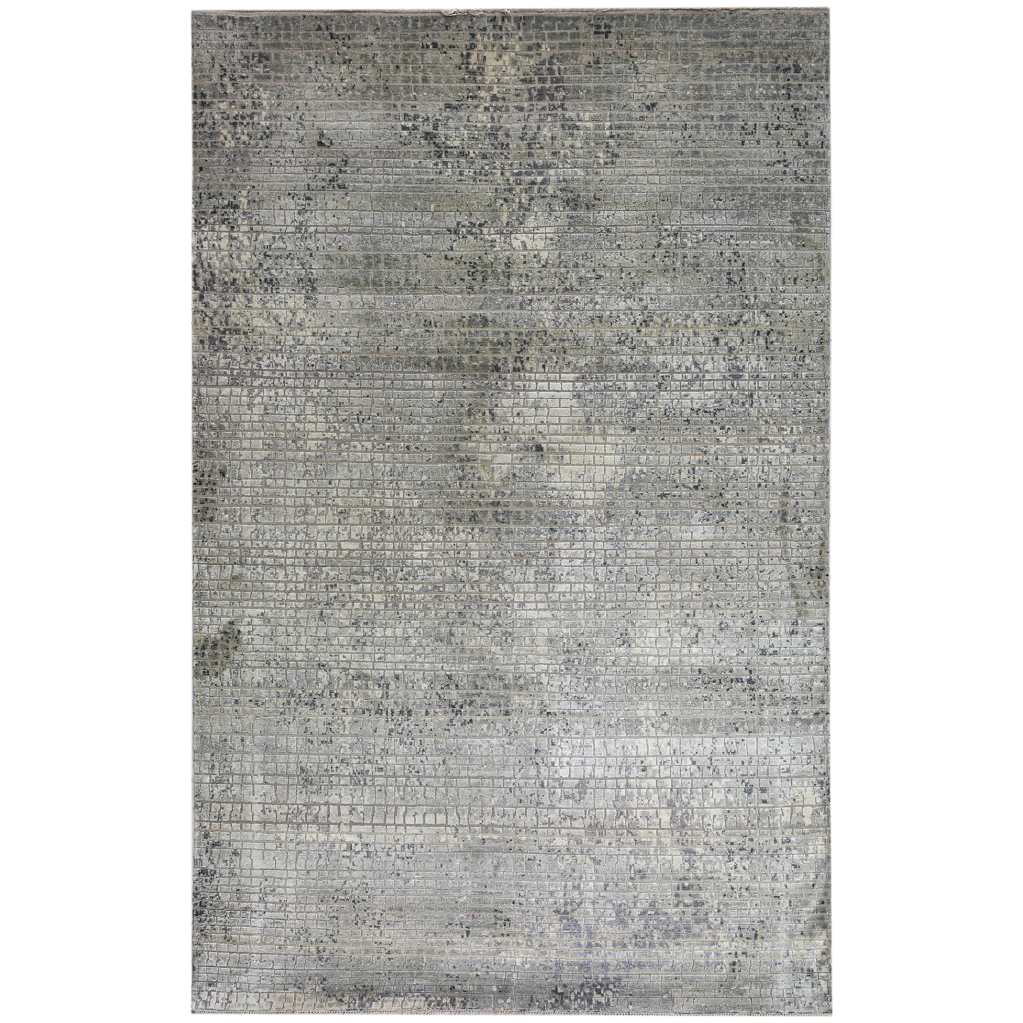 Modern Wool & Silk Grey Handknotted Rug