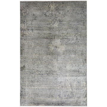 Modern Wool & Silk Grey Handknotted Rug