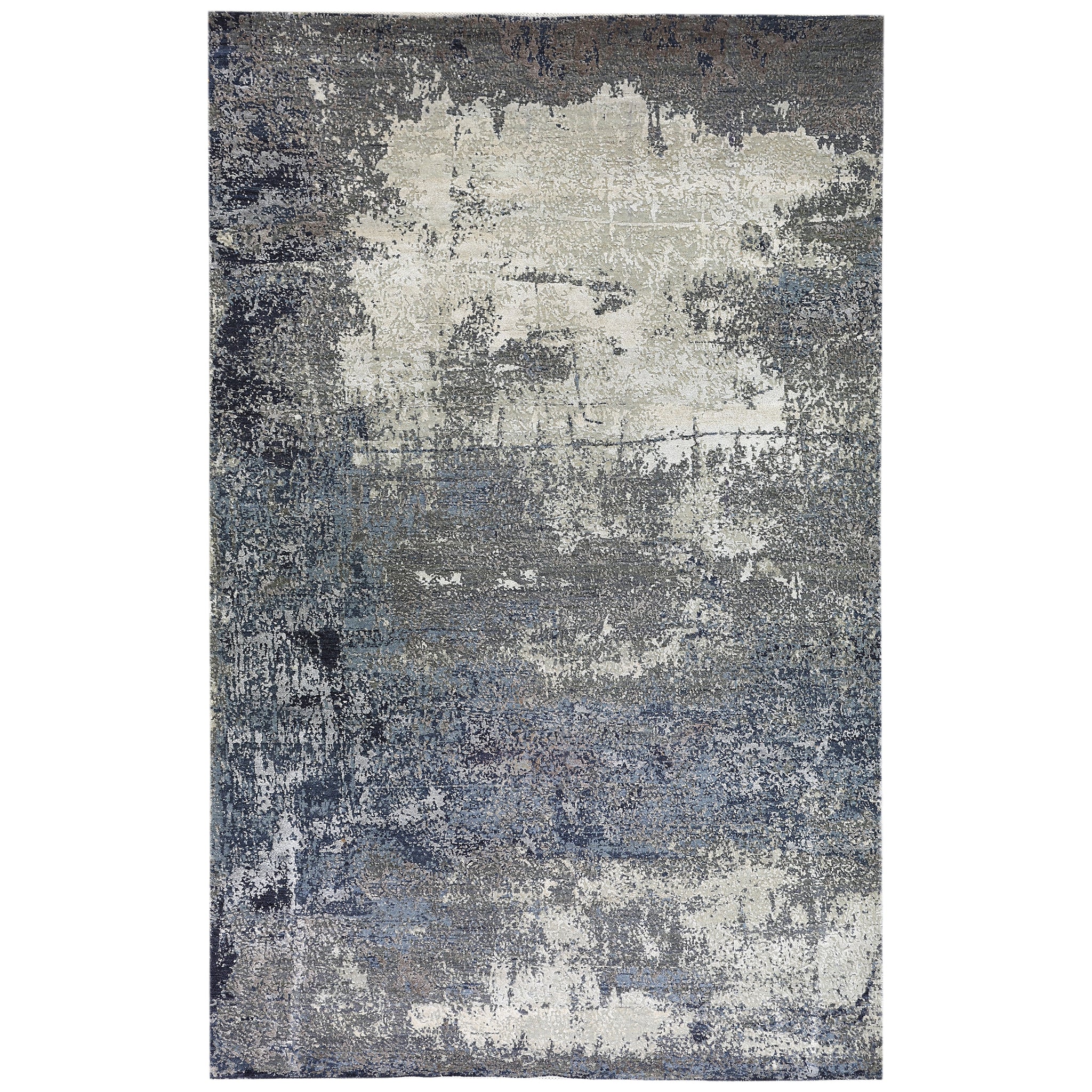 Modern Wool & Silk Grey Handknotted Rug
