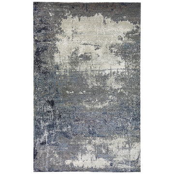Modern Wool & Silk Grey Handknotted Rug