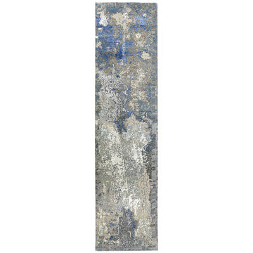 Modern Wool & Silk Grey Handknotted Rug