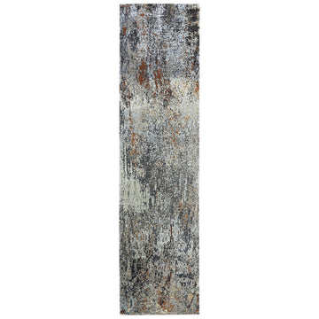 Modern Wool & Silk Grey Handknotted Rug