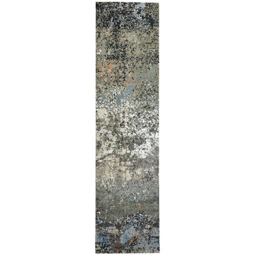 Modern Wool & Silk Grey Handknotted Rug