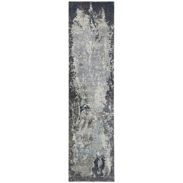 Modern Wool & Silk Grey Handknotted Rug
