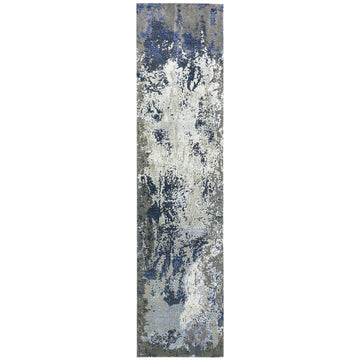 Modern Wool & Silk Grey Handknotted Rug
