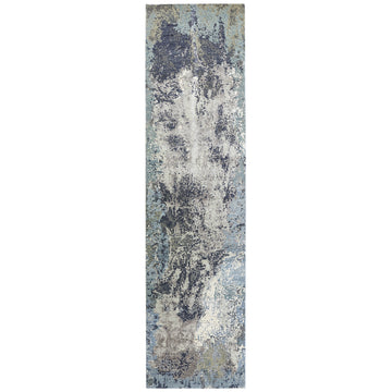 Modern Wool & Silk Grey Handknotted Rug
