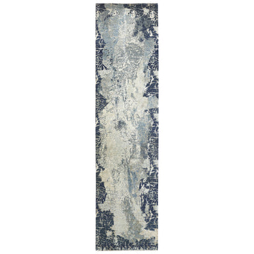 Modern Wool & Silk Grey Handknotted Rug