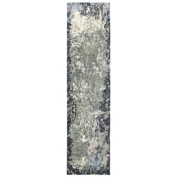Modern Wool & Silk Grey Handknotted Rug