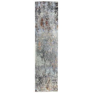 Modern Wool & Silk Grey Handknotted Rug