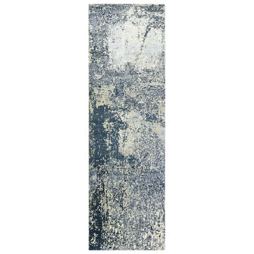 Modern Wool & Silk Grey Handknotted Rug