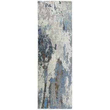Modern Wool & Silk Grey Handknotted Rug