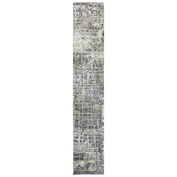 Modern Wool & Silk Grey Handknotted Rug