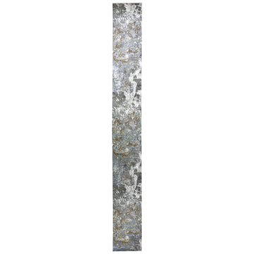Modern Wool & Silk Grey Handknotted Rug