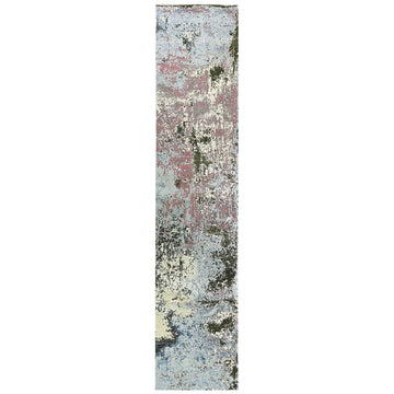 Modern Wool & Silk Grey Handknotted Rug