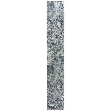 Modern Wool & Silk Grey Handknotted Rug