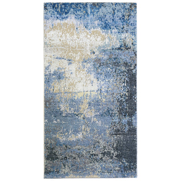 Modern Wool & Silk Grey Handknotted Rug