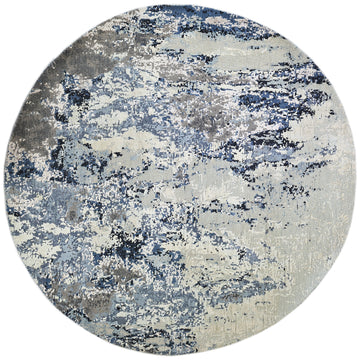 Modern Wool & Silk Grey Handknotted Rug