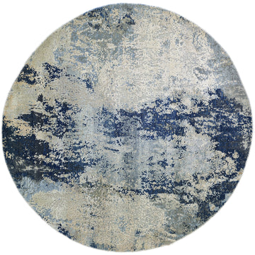 Modern Wool & Silk Grey Handknotted Rug