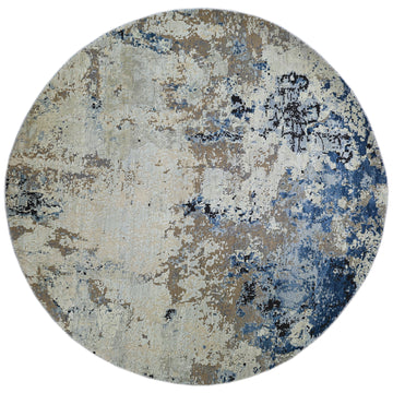 Modern Wool & Silk Grey Handknotted Rug