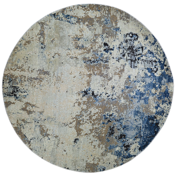 Modern Wool & Silk Grey Handknotted Rug